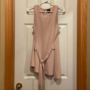 Dusty Pink Asymmetric Hem Line with Waist Tie Tank Top, size Large
